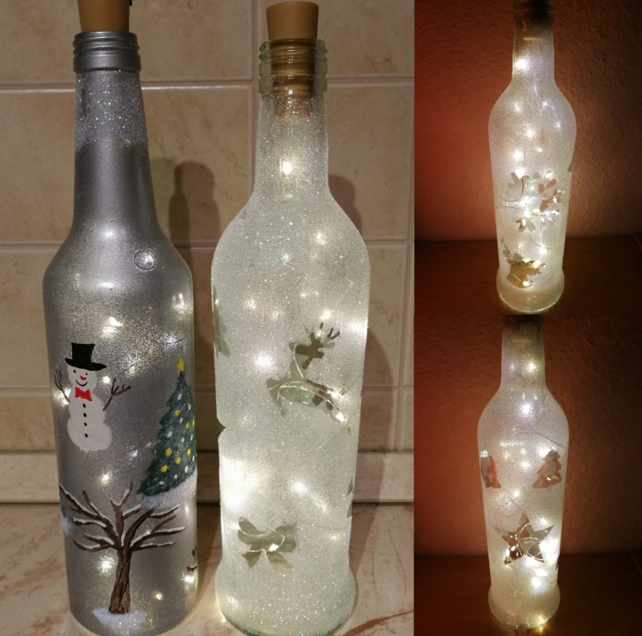 Karácsonyi világítós borosüveg
